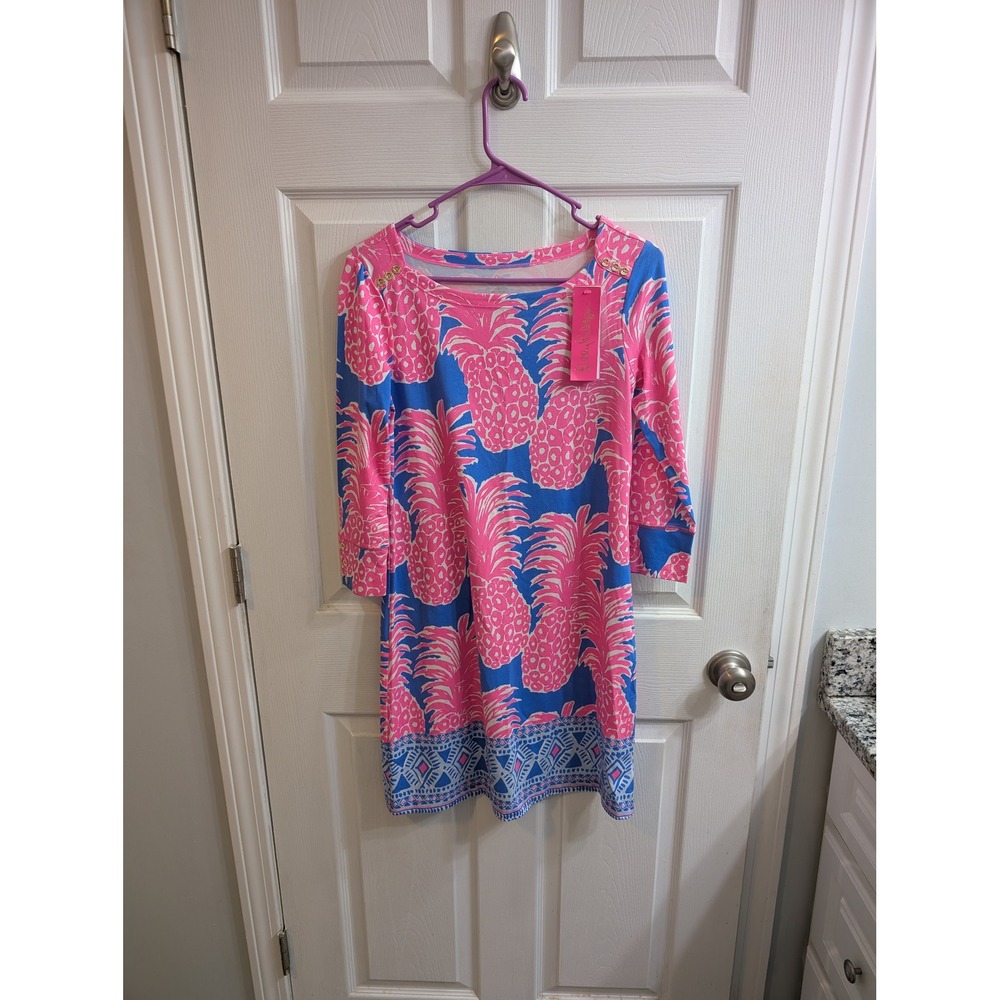 Lilly Pulitzer Pineapple Print UPF 50+ Sophie Dress 3/4 Sleeve Women - Size S